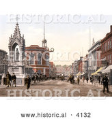 Historical Photochrom of the Statue of Queen Victoria on High Street in Maidstone Kent England UK by Al