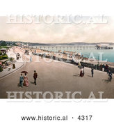 Historical Photochrom of the Street and Promenade near the Beach and Pier in Paignton Devon England UK by Al