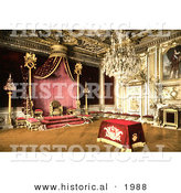 Historical Photochrom of the Throne Room of Fontainebleau Palace by Al