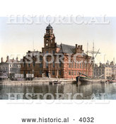 Historical Photochrom of the Town Hall on the Quay in Yarmouth Norfolk England UK by Al