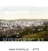 Historical Photochrom of the Truro Cathedral and Carvedras Viaduct in Truro Cornwall England by Al