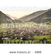 Historical Photochrom of the Valley Village of Sterzing, Tyrol, Austria by Al