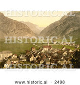 Historical Photochrom of the Village of Andermatt, Switzerland by Al