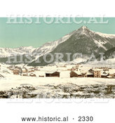 Historical Photochrom of the Village of Davos in Winter, Switzerland by Al