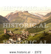 Historical Photochrom of the Village of Hospenthal near Furka Pass, Switzerland by Al