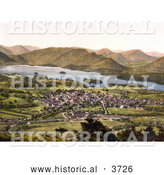 Historical Photochrom of the Village of Keswick near the Lake of Derwentwater and Mountains Lake District Allerdale Cumbria England UK by Al