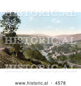 Historical Photochrom of the Village of Laxey on the River, Isle of Man, England by Al