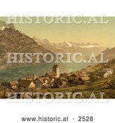 Historical Photochrom of the Village of Obstalden, Switzerland by Al