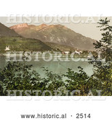 Historical Photochrom of the Village of Sarnen on Lake Sarner by Al