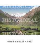 Historical Photochrom of the Village of Sulden in the Vinschgau Valley, Tyrol, Austria by Al
