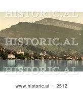 Historical Photochrom of the Village of Weggis on Lake Lucerne by Al
