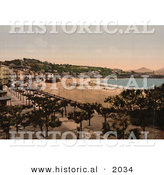 Historical Photochrom of the Waterfront Village of Donostia-San Sebastian, Spain by Al