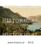 Historical Photochrom of the Waterfront Village of Sachseln, Switzerland by Al