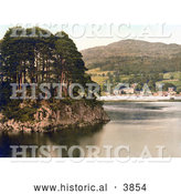 Historical Photochrom of the Waterhead Hotel on the Shore of Lake Windermere with Brathay Rock in the Foreground Lake District Cumbria England UK by Al
