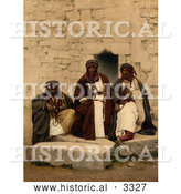 Historical Photochrom of Three Bedouins in Jordan by Al