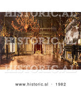 Historical Photochrom of Throne Room, Miramar, Istria, Austro-Hungary by Al