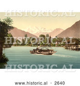 Historical Photochrom of Thunersee, Scherzligen, Bernese Oberland, Switzerland by Al