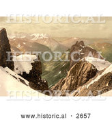 Historical Photochrom of Titlis Mountain in the Swiss Alps by Al