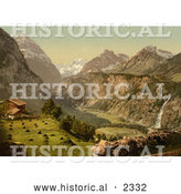 Historical Photochrom of Todi and Schreienbach Mountains, Glarus, Switzerland by Al