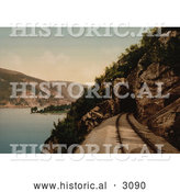 Historical Photochrom of Train Tracks Leading to a Cave by Al