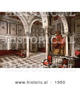 Historical Photochrom of Tribunal Chamber at Bardo, Tunis, Tunisia by Al