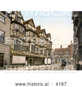 Historical Photochrom of Tudor Buildings, Ireland’s Mansion in Shrewsbury Shropshire England UK by Al