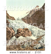 Historical Photochrom of Unterer Grindelwald Glacier, Switzerland by Al