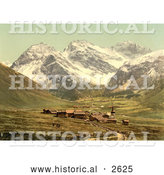 Historical Photochrom of Upper Engadine, Sertigthal, Grisons, Switzerland by Al