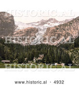 Historical Photochrom of Val Di Genova, Bolognini Hut, Tyrol, Austria by Al
