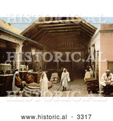 Historical Photochrom of Vendors at a Bazaar, Tunis, Tunisia by Al