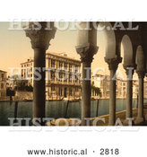 Historical Photochrom of Vendramin Palace, Venice, Italy by Al
