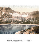 Historical Photochrom of Vorarlberg Douglas Hut and Lunersee, Tyrol, Austria by Al