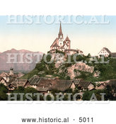 Historical Photochrom of Vorarlberg Rankweil and Hohenkasten, Tyrol, Austria by Al