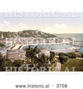 Historical Photochrom of Waterfront Buildings Along the Harbour InTorquay As Seen from Waldren Hill Torbay Devon England UK by Al