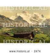 Historical Photochrom of Wengen and Jungfrau Mountains, Switzerland by Al