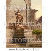 Historical Photochrom of William Tell Memorial in Altdorf, Switzerland by Al