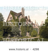 Historical Photochrom of Worchester College in Oxford, Oxfordshire, England by Al