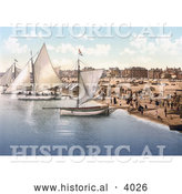 Historical Photochrom of Yachts Starting off from the Beach in Yarmouth Norfolk England UK by Al