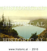 Historical Photochrom of Zug Lake in Switzerland by Al