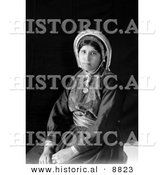 Historical Portrait Photo of Ramallah Woman Seated - Black and White Version by Al