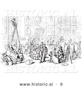 Historical Vector Illustration of a Academia Hall - Black and White Version by Al