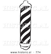 Historical Vector Illustration of a Barber Shop Pole - Black and White Version by Al