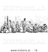 Historical Vector Illustration of a Busy Church Full of People - Black and White Version by Al