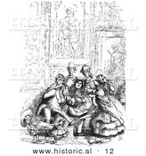 Historical Vector Illustration of a Crowd of People - Black and White Version by Al