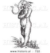 Historical Vector Illustration of a Fantasy Elephant Headed Man Creature - Black and White Version by Al