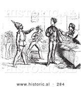 Historical Vector Illustration of a Guard Pointing out a Man - Black and White Version by Al
