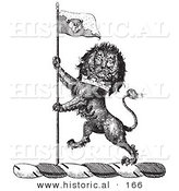 Historical Vector Illustration of a Lion Crest Featuring a Flag - Black and White Version by Al