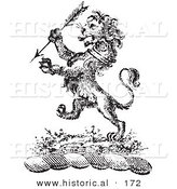 Historical Vector Illustration of a Lion Crest Featuring an Arrow - Black and White Version by Al