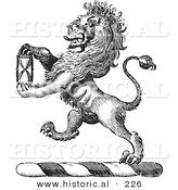 Historical Vector Illustration of a Lion Crest Featuring an Hourglass - Black and White Version by Al