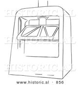 Historical Vector Illustration of a Machine Press - Black and White Outlined Version by Al